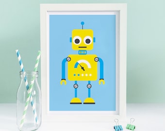 Robot Print, Robot poster kids print, Nursery Decor, Baby art, Nursery Wall Art, Kids Wall Art, Wall Decor, Kids Room