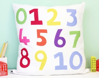Kids Number Cushion Cover, Number Pillow, Kids Cushion, Kids Pillow, Nursery Cushion, Kids Learning Numbers, Nursery Decor, Kids Room Decor