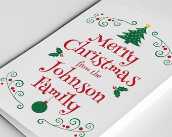 Weihnachtskarten-Set, frohe Weihnachtskarte, personalisierte Weihnachtsgrußkarte, festliche Karten, Karte für Weihnachten, Weihnachtskarten, Kartensatz
