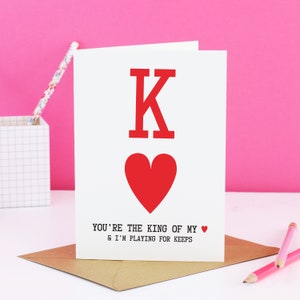 Biglietto Re di cuori, Re del mio cuore, Biglietto di San Valentino divertente, Biglietto d'amore divertente per l'anniversario per lui, Biglietto per il fidanzato, Biglietto per il marito
