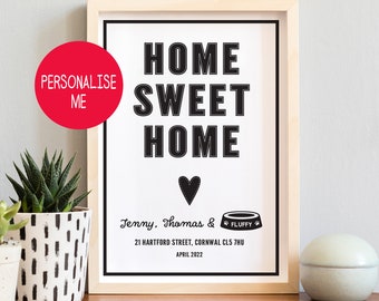 Home Sweet Home Print, Personalizowany wydruk domowy, Wydruk artystyczny Welcome Home, Prezent Home Sweet Home, Prezent na parapetówkę, Nowy dom, Prezent na nowy dom