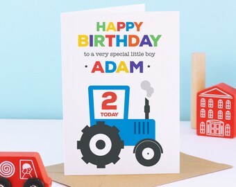 Tractor Birthday Card 2 Year old Boy, 2nd Birthday Card, Tractor 2nd Birthday, 2 Year Old Boy Birthday Card, Tractor Birthday Card for Son