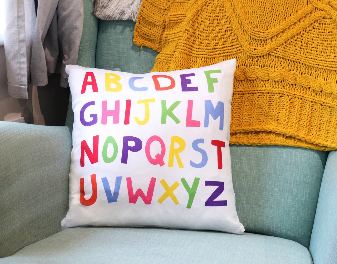 Alphabet Cushion Cover, Alphabet Pillow, Nursery Cushion, Alphabet Gift