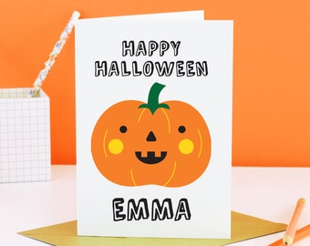 Personalised Halloween card, Personalised Happy Halloween Cards, Personalised Pumpkin Card, Personalised Children's Halloween Card, Spooky