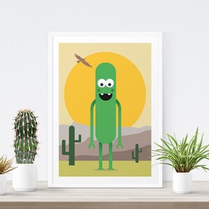 Monster-Druck - grüne Kunst, Childrens Illustration, Kinder Zimmer Dekor, Monster-Kunst, Kids, Drucke, Kunstdruck, Wandkunst, Kaktus