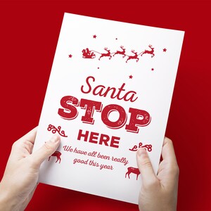 Santa Stop Here Sign Printable Art, A4, Christmas Prints, Santa Claus ...
