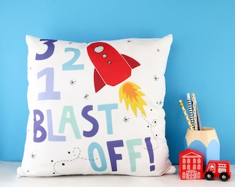 Rocket Pillow, Rocket Cushion Cover, Space Cushion, Space Nursery, Rocket kids cushion, Space theme Nursery Cushion, Kids Room Decor