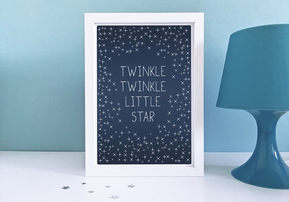 Baby Art Print, Twinkle Twinkle Little Star - Nursery Decor, Lullaby, Baby Room, Typography, Stars, Sky