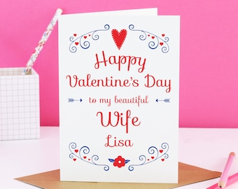 Tarjeta de San Valentín para esposa, tarjeta para esposa, tarjeta para esposa, regalo para esposa, tarjeta del día de San Valentín, esposa de San Valentín, tarjeta de San Valentín para esposa