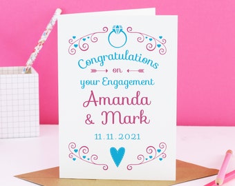 Engagement card, newly engaged card, card for engagement, congratulations card, engagement gift, happy engagement, engagement congrats card
