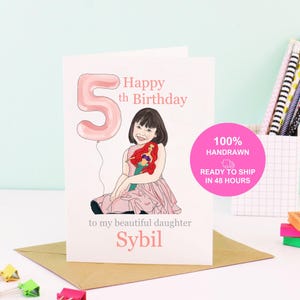 Carte d'anniversaire de 5 ans, fille ou garçon