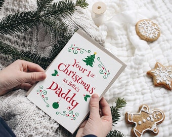 Daddy's 1st Christmas Card, Daddy Christmas Gift, Baby First Christmas, Baby 1st Christmas, New Dad Christmas Card, Card for Daddy, Dad gift