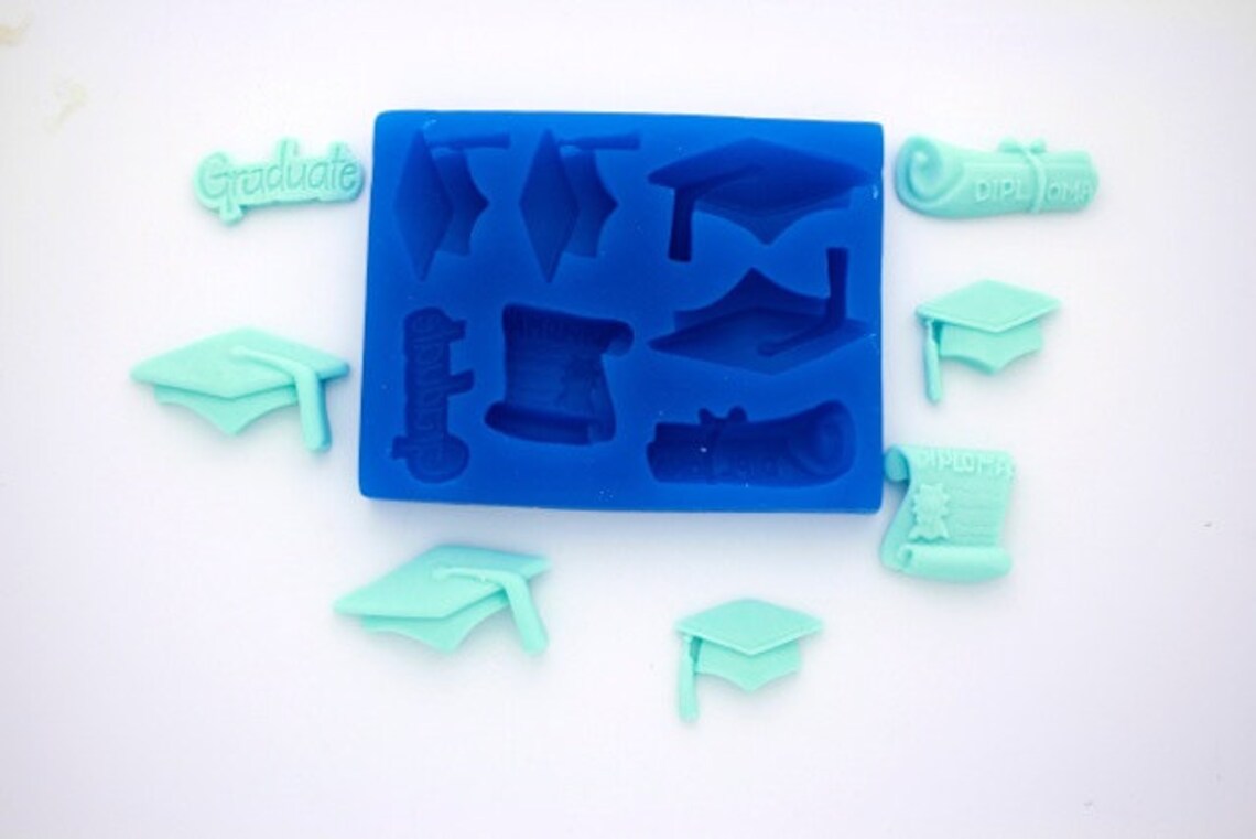 GRADUATION SET SILICONE Mold For Fondant Gum Paste Etsy