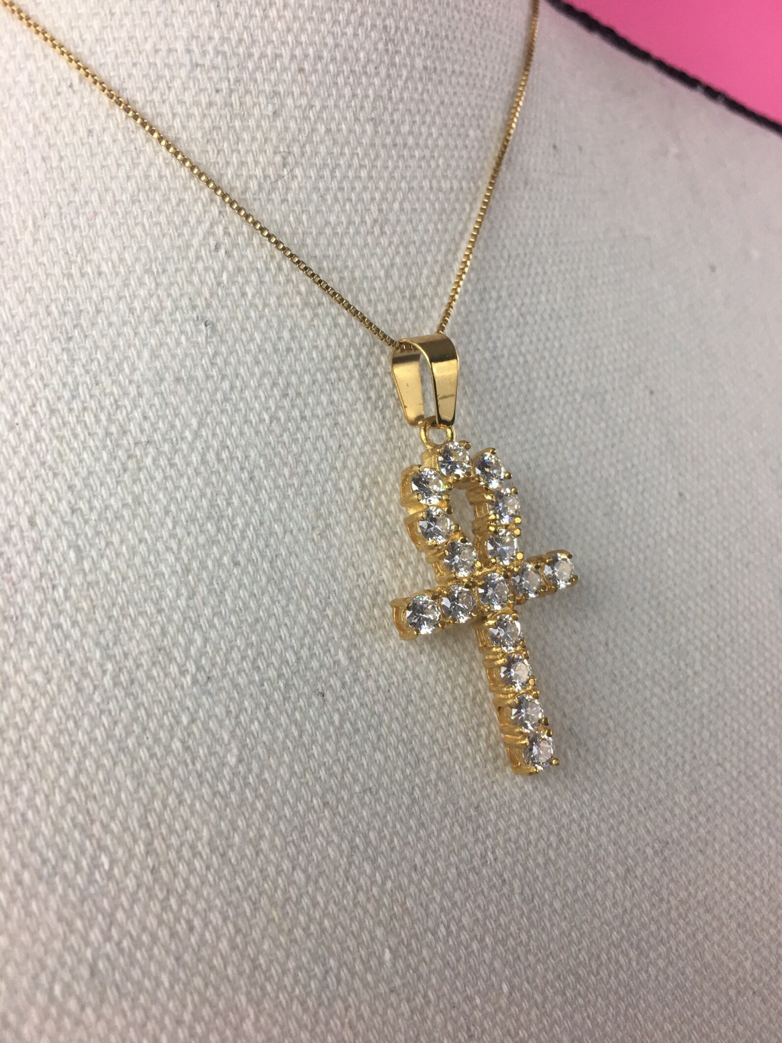 Gold Ankh Cross Necklace Mini Women Africa Etsy