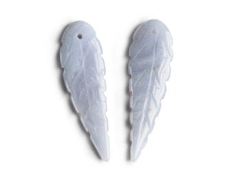 Pair of Blue Lace Agate Leaf Beads