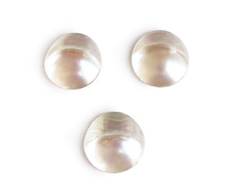 Vintage Round cabochons White Osmena Shells (31mm)