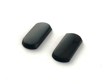 Antique Art Deco German Cut Black Onyx Rectangle Cabochons, 15x7mm, Black Onyx Cabochon, Beveled Rectangle, Antique Cut Stone