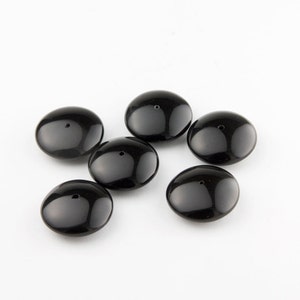 Large 20mm Smooth Black Onyx Saucer Beads, Full Center Drilled