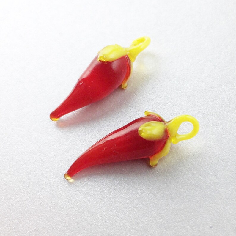Vintage Glass Chilies Chili Pepper Beads Drops Pendants 20mm Etsy