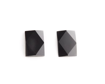 Rectangle Faceted Black Onyx Cabochon 16X12 mm