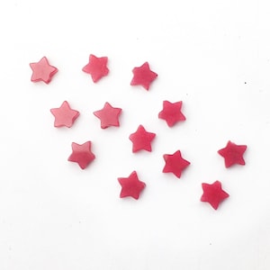 Star Beads 6mm Ruby Fuchsia Quartz, Center Drilled, Pink Stars, 12 Pieces