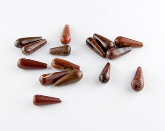 13x48mm Graduated Top Drilled Oval Apple Jasper aka Red Jasper 11.5-26mm