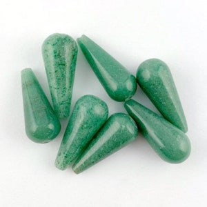 Green Aventurine Teardrop 20mm Beads, Large Teardrop Beads, Large Aventurine Smooth Drops, Full Drilled, 2 Pieces