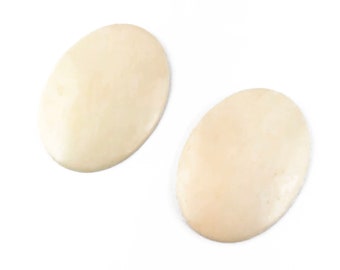Vintage Bovine Bone Cabochons: 40x30mm Oval, Carving Supplies (2 Pieces)
