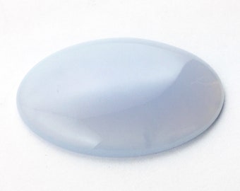 Natural Blue Chalcedony Cabochon: 40mm Oval Gemstone