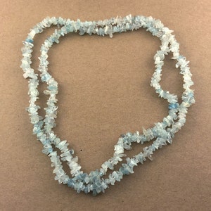 Aquamarine Chip Beads, 34&quot; Inch Strand, Natural Aquamarine Beads, Center Drilled, Blue Beryl Beads, Aquamarine Nugget Beads,