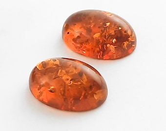 Genuine Baltic Amber Oval Cabochons, 14x10mm, High Quality Amber Cabochon, Natural Amber, Golden Amber, 1 Piece or Pair