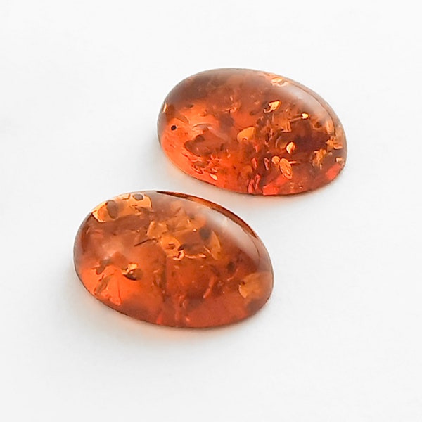 Genuine Baltic Amber Oval Cabochons, 14x10mm, High Quality Amber Cabochon, Natural Amber, Golden Amber, 1 Piece or Pair