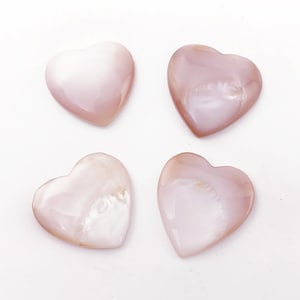 Vintage Pink Mussel Shell Heart Cabochon, 17-19mm, Pink Pearl Heart, Tennessee River Pink Mussel Shell, Heart Cabochon, 2 Pieces