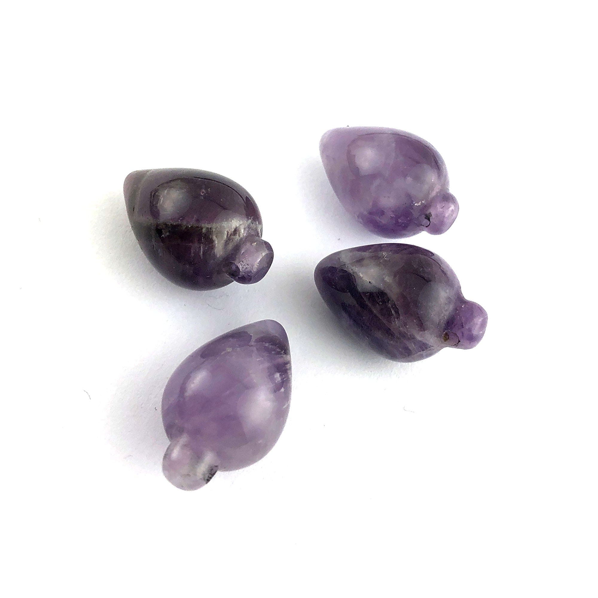 天然アメジストペンデュラム、22mm、サイドドリル、シェブロン