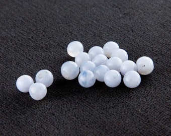 Cuentas redondas de ágata de encaje azul pequeño de 4 mm, perforadas completamente, 20 piezas