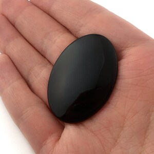 Black Onyx 40mm Oval Cabochon, Flat Large Black Oval Cabochon, 30 x 40mm, Flat Black Onyx Cabochon, 40x30mm Oval, 1 Piece