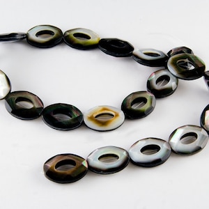 Mother of Pearl Oval Donut Hoop Beads 20x15mm, 4 Pieces or Strand