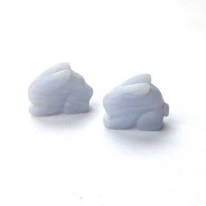 Dentelle bleue, agate, lapin, 12 mm, perçage central, 2 pièces