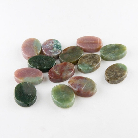 India Agate Oval Beads: Pink and Green, 16x12mm (2 Pieces) UK