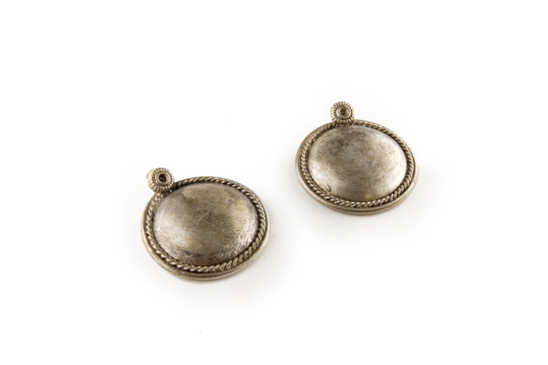 Antique Brass Findings, Vintage Silver Plated Brass Shield 25mm or 30mm