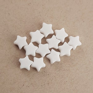 White Onyx Star Beads, 6mm, Full Drilled, 12 Pieces, White Star Beads, Small Star Beads, Star Gemstone Beads