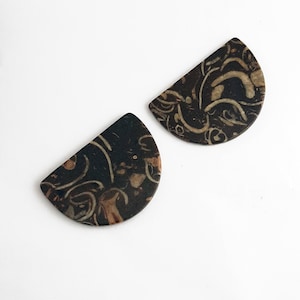 Turritella Agate Cabochon, 36mm, 1 Piece, Fossil Cabochon, Half Circle Cabochon, Half Moon Cabochon, Tongue Shape, Semi Circle Cabochon