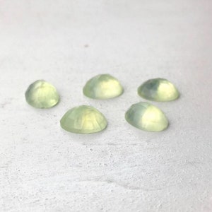 Rose Cut Prehnite 9x7 Cabochon, Natural Rose Cut Green Prehnite Cabochon, Faceted Prehnite Cabochon, 1 Piece