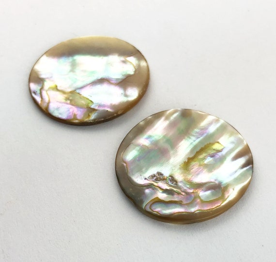Vintage California Abalone Cabochons: 25mm Round (2 Pieces)