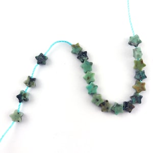Tiny Star Beads African Turquoise, 4mm, Star Beads, Green and Blue Star Beads, Small Gemstone Star Bead, Center Drilled, 12 Piece
