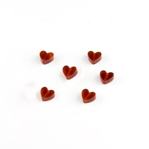 Heart Beads, Carnelian Heart Beads, 6mm, Full Center Drilled, 6 Pieces, Red Heart Beads, Small Heart Beads, Gemstone Hearts