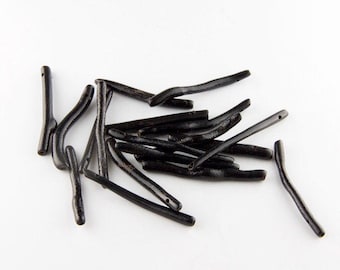 Rare Polished Black Coral Branch Beads: Side Drilled (2 Pieces), Matched Pair