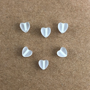 Heart Beads, Selenite Heart Beads, 6mm, Full Center Drilled, 6 Pieces, White Heart Beads, Small Heart Beads, Gemstone Hearts