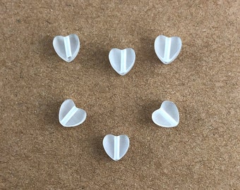 6mm Selenite Heart Beads: Center Drilled, White Gemstone Hearts, (6 Pieces)
