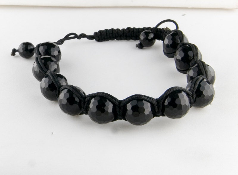 Faceted Black Onyx Bracelet, Adjustable - Etsy Canada